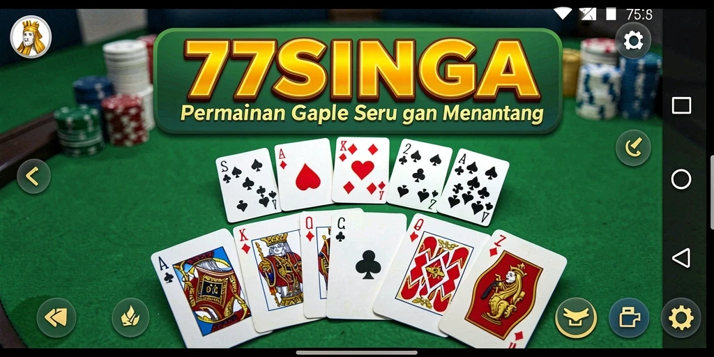 Gambaran tampilan menarik dari gameplay Gaple di 77SINGA.
