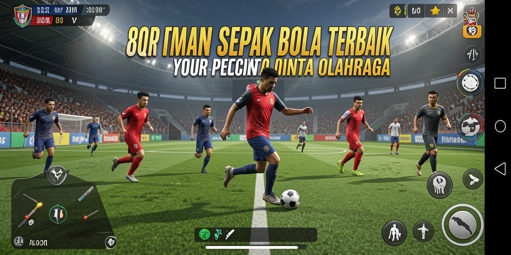 Tampilan gameplay 8QR menampilkan aksi seru dalam sepak bola.