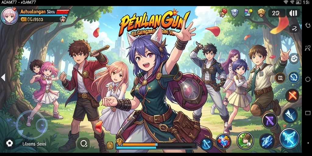 Tampilan gameplay menarik dari ADAM77 dengan karakter Anime yang berwarna.