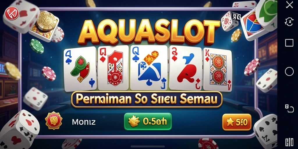 Tampilan gameplay seru dalam AQUASLOT dengan domino yang berwarna-warni.