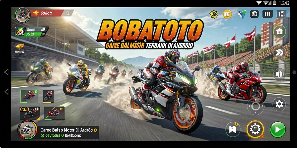 Gameplay seru dengan balap motor yang mendebarkan.