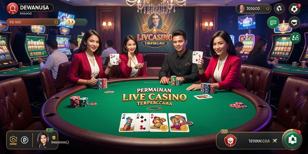 Screenshot DEWANUSA menampilkan pengalaman Live Casino yang mendebarkan.