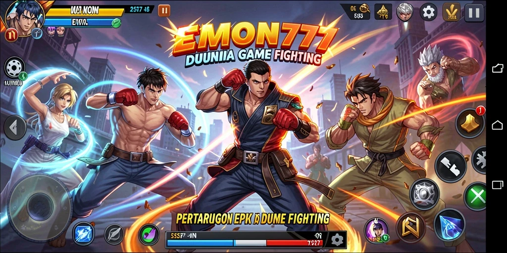 Tampilan gameplay seru dengan aksi pertarungan dinamis di EMON777.