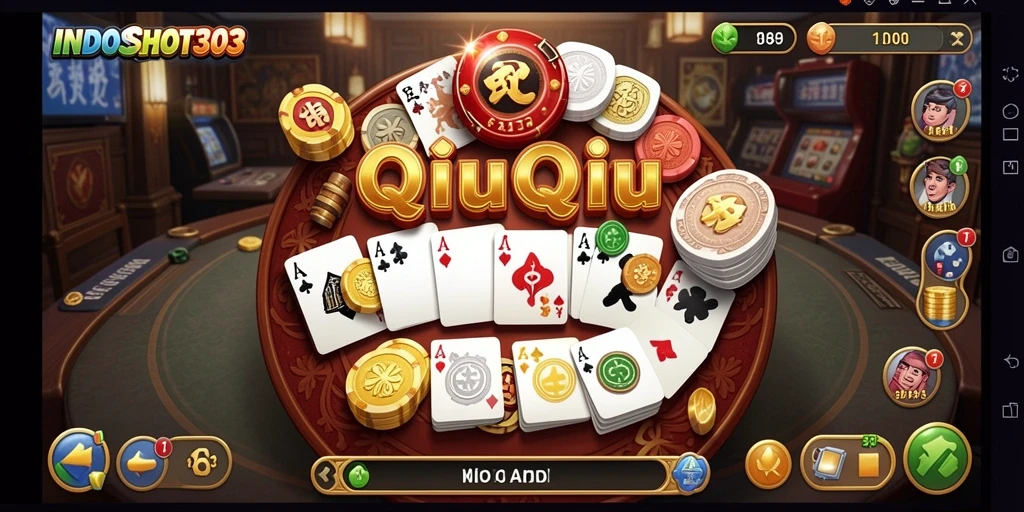 Screenshot gameplay INDOSLOT303 menampilkan momen seru dalam permainan QiuQiu.
