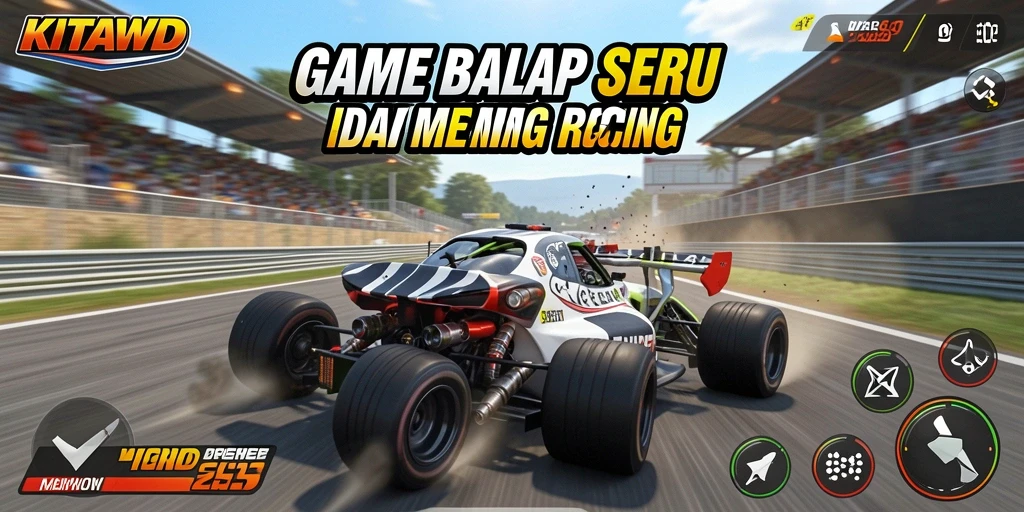 Tangkapan layar menunjukkan momen balapan seru di KITAWD dengan mobil yang melaju kencang.