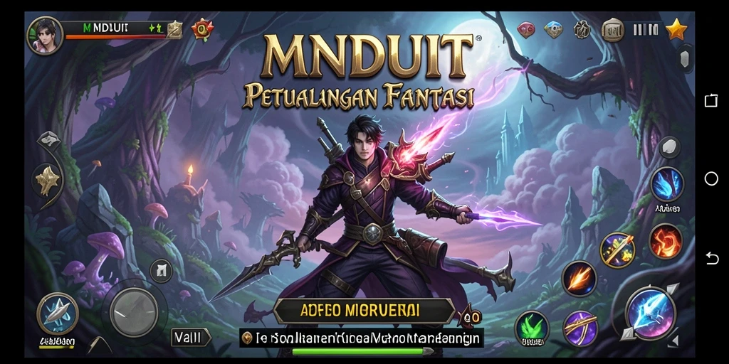 Screenshot utama MNDUIT menampilkan aksi seru dalam pertempuran RPG.