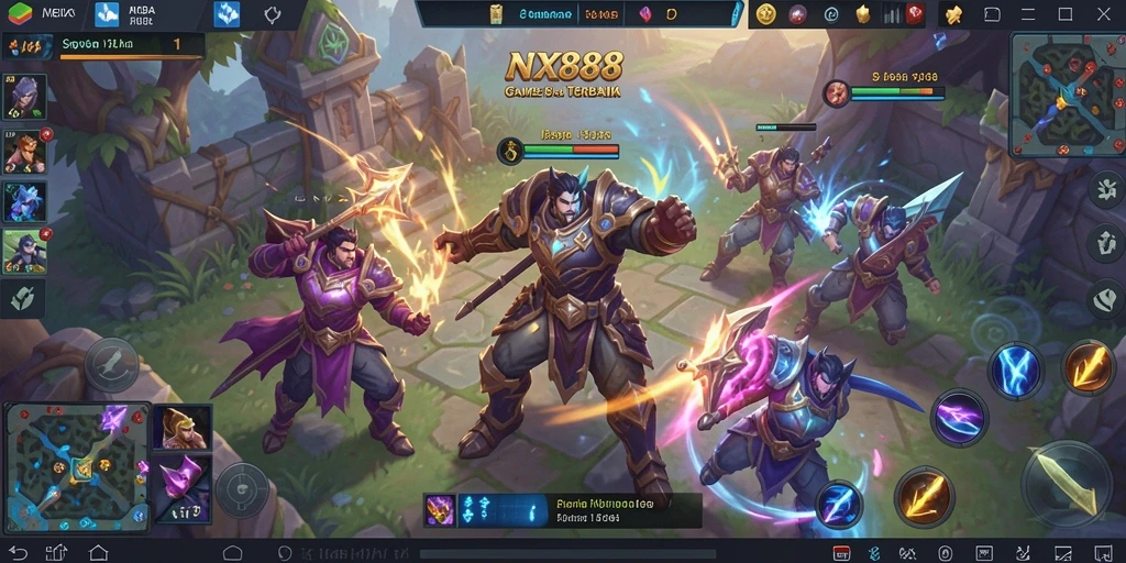 Gameplay NX888 yang intens dan menarik di arena MOBA.