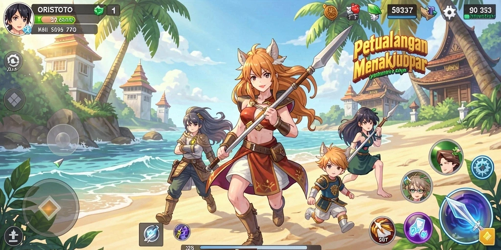Tampilan gameplay seru dan karakter Anime yang menawan