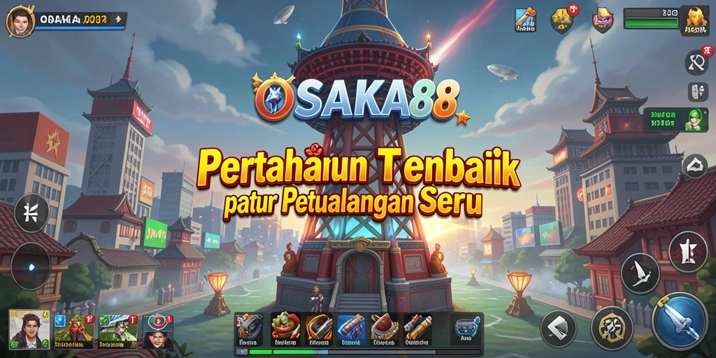 Tampilan gameplay OSAKA88 yang menarik dengan menara yang beraneka ragam.
