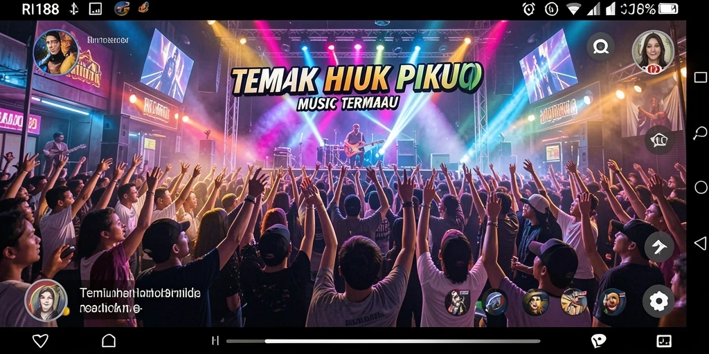 Tangkapan layar utama RI188 menampilkan antarmuka musik yang menarik.