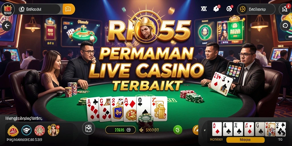 Tampilan gameplay seru di RK55 Live Casino dengan dealer profesional.