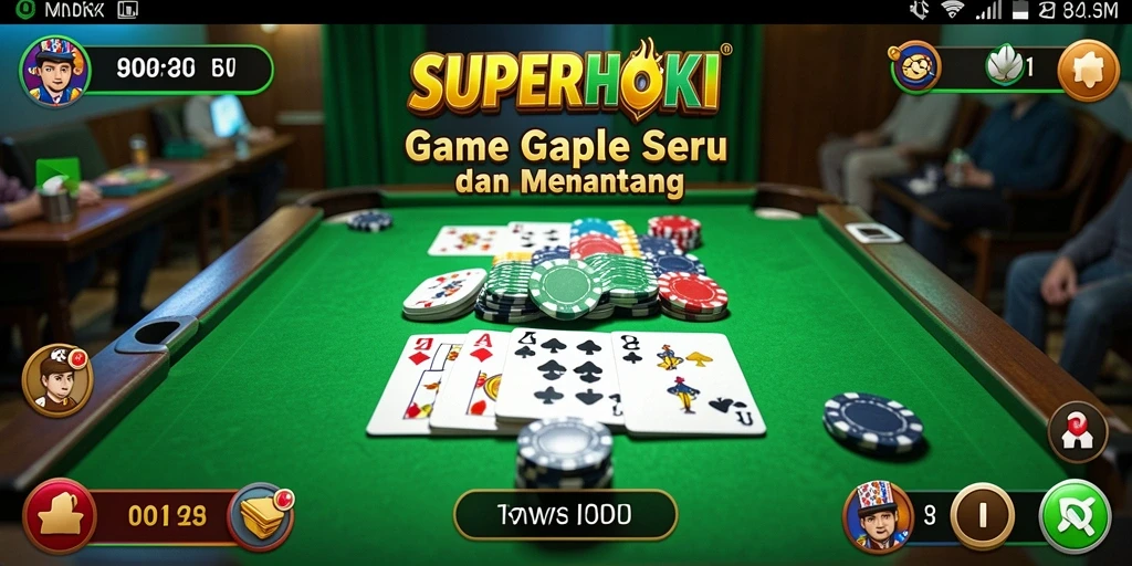 Screenshot gameplay <strong>SUPERHOKI</strong> menampilkan aksi seru permainan Gaple.